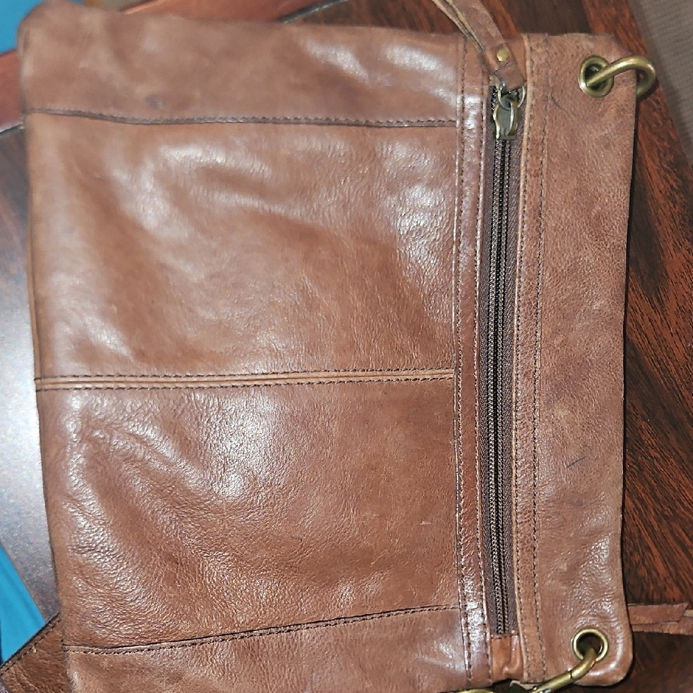 Fossil Brown Leather Bag with Gold Accents - Picture 5 of 10